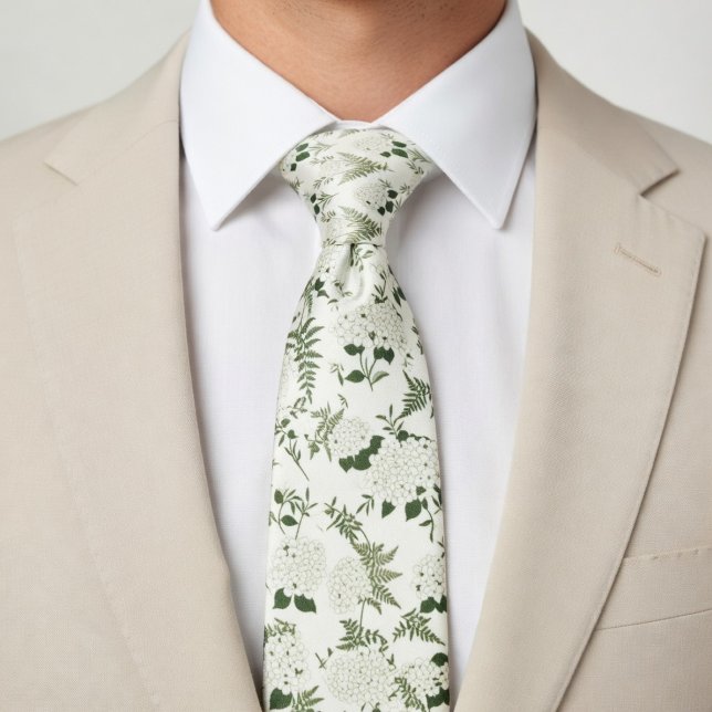 Sage Green Hydrangea & Fern Neck Tie (Creator Uploaded)