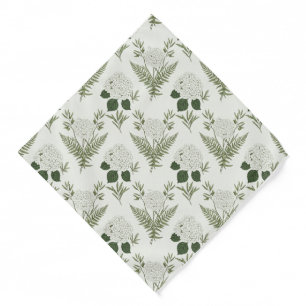 Sage Green Hydrangea & Fern Pocket Square Bandana