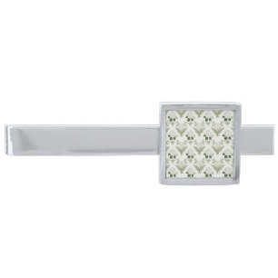 Sage Green Hydrangea & Fern Silver Finish Tie Bar