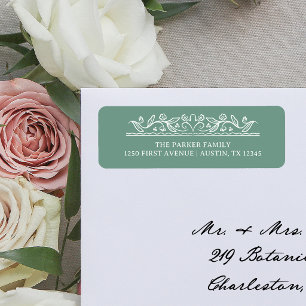 Sage Green Illustrated Botanical   Return Address Label