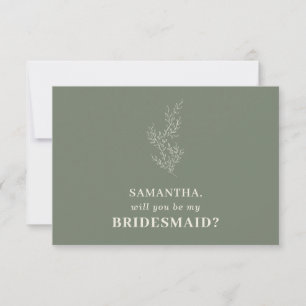 Sage green Indie Autumn bridesmaid Invitation