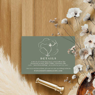 Sage Green Indie Boho Rustic Wedding Details Invitation
