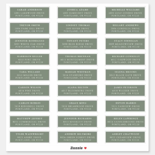 Sage Green  Individual Guest Address Labels