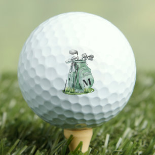 Sage Green Initial Monogram Golf Balls