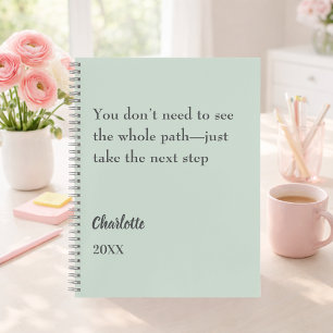 Sage green inspirational goal quote notebook
