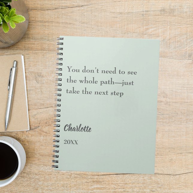 Sage green inspirational goal quote notebook (Creator Uploaded)