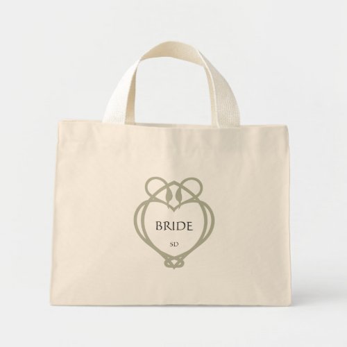 Sage Green Irish Celtic Swan Bride Initials Mini Tote Bag