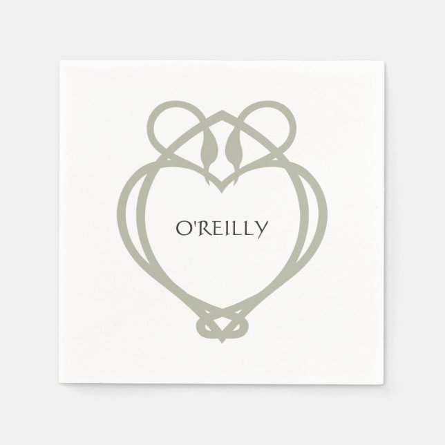 Sage Green Irish Celtic Swan Love Knot Family Name Napkins (Front)