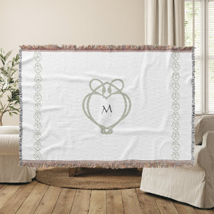 Sage Green Irish Celtic Swan Love Knot Monogram Throw Blanket
