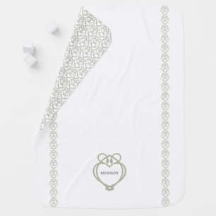 Sage Green Irish Celtic Swan Love Knot Name Baby Blanket