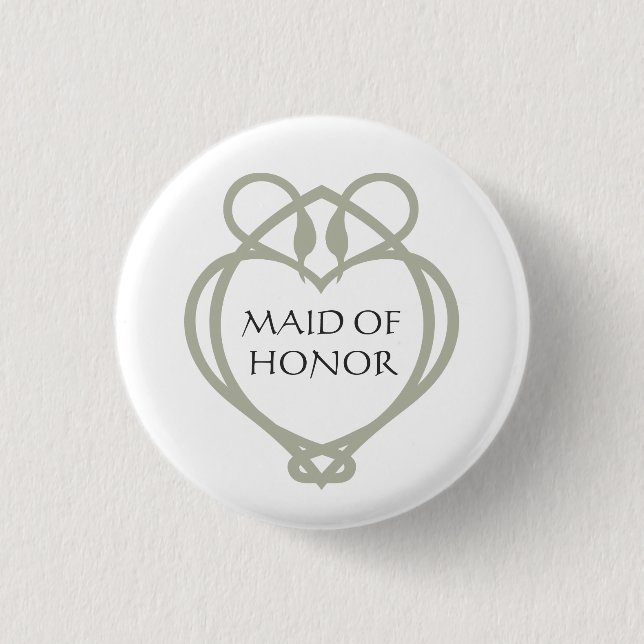 Sage Green Irish Celtic Swan Maid of Honor Button (Front)