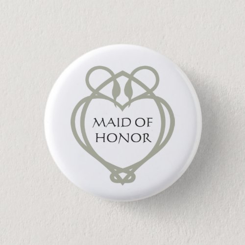 Sage Green Irish Celtic Swan Maid of Honor Button