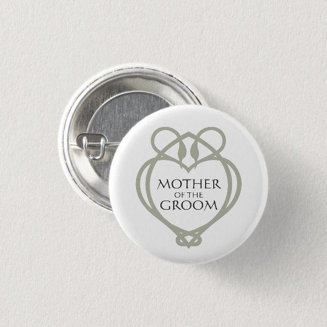 Sage Green Irish Celtic Swan Mother of the Groom Button (Front & Back)