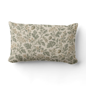Sage Green & Ivory Botanical | Rustic French Lumbar Pillow