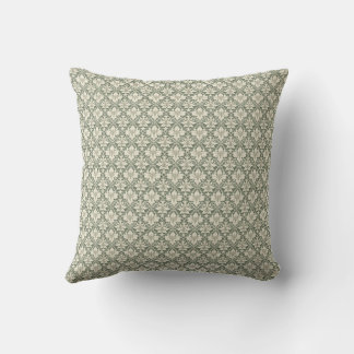 Sage Green & Ivory Damask Print Throw Cushion