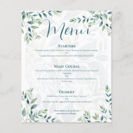 Sage Green Ivory Eucalyptus Budget Wedding Menu Flyer