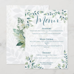 Sage Green Ivory Eucalyptus Wedding Menu Card