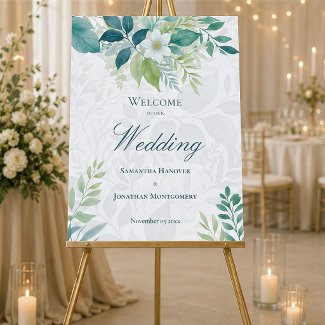 Sage Green Ivory Eucalyptus Welcome Wedding Sign