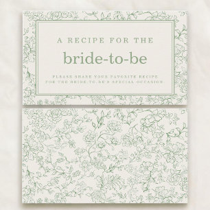 Sage Green Ivory Floral Bridal Shower Recipe Share Enclosure Card