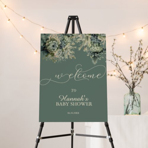 Sage Green  Ivory   Floral Welcome Foam Board