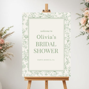 Sage Green Ivory French Bridal Shower Welcome Foam Board