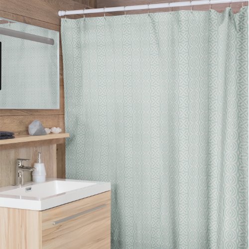 Sage Green Ivory Modern Boho Geometric Pattern Shower Curtain