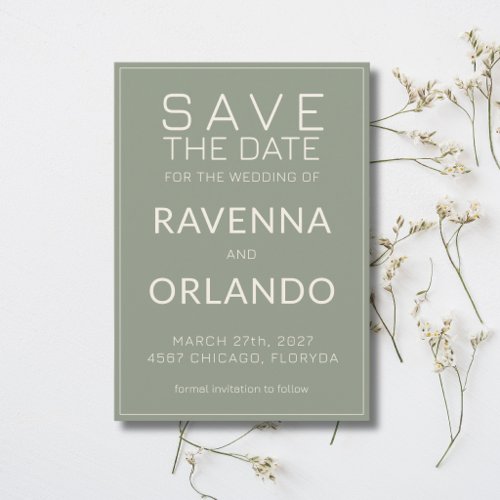 Sage Green Ivory Old Money Modern Wedding Save The Date
