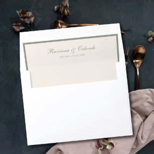 Sage Green Ivory Old Money Timeless Wedding Envelope Liner