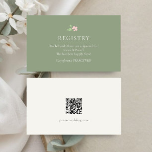 Sage Green & Ivory QR Wedding Gift Registry Card