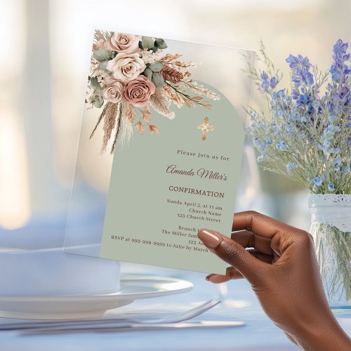 Sage green ivory taupe roses arch Confirmation