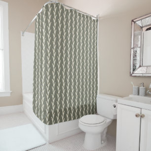 Sage Green Jagged Stripes   Shower Curtain