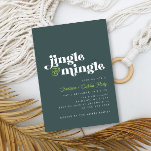 Sage Green Jingle Mingle Modern Christmas Party Invitation