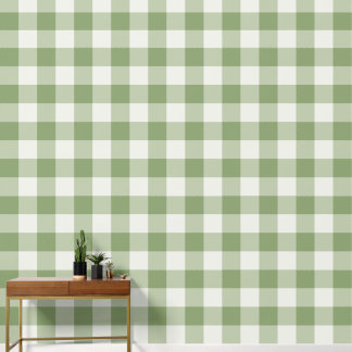 Sage Green Jumbo Buffalo Plaid Gingham Wallpaper