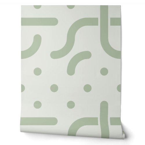 Sage Green Jumbo Retro Geometric Beaded Shapes Wallpaper Sage Green Jumbo Retro Geometric Beaded Shapes Wallpaper