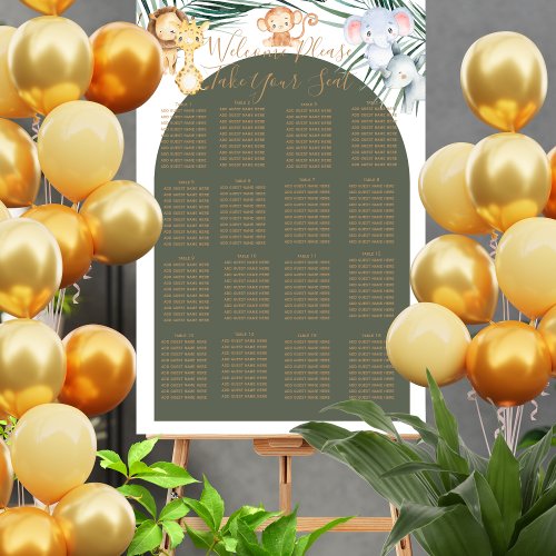 Sage green  jungle theme seating chart  foam board