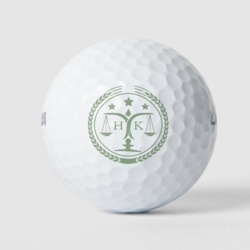 Sage Green Justice Logo Monogram Golf Balls