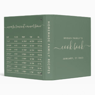 Sage Green Kitchen Measurement Cooking 3 Ring Binder
