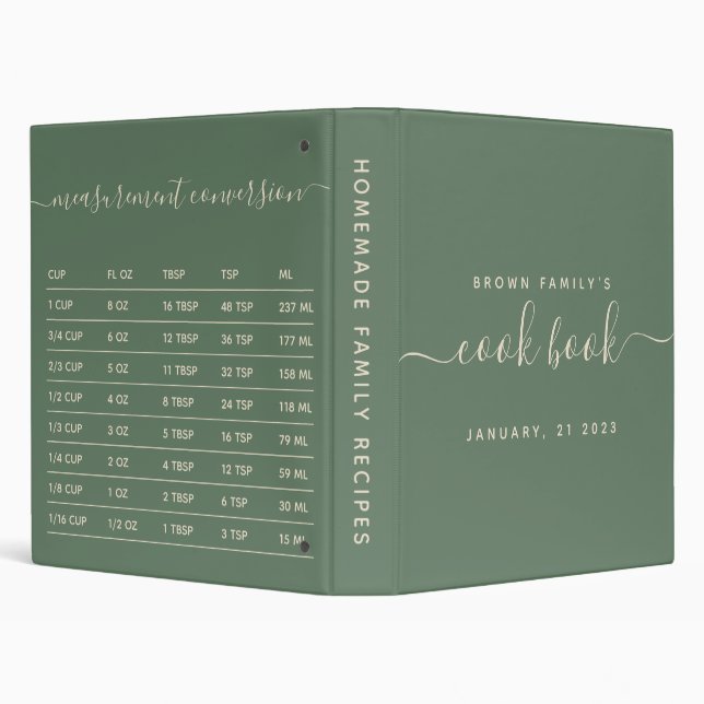 Sage Green Kitchen Measurement Cooking 3 Ring Binder (Background)