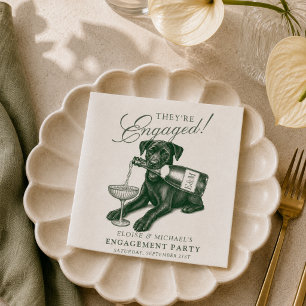 Sage Green Labrador Retriever Champagne Engagement Napkins