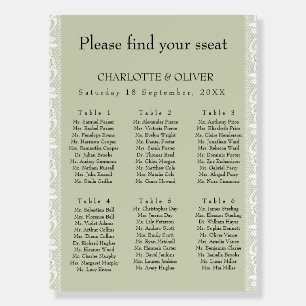 Sage Green Lace Classic Wedding Seating Chart Sign
