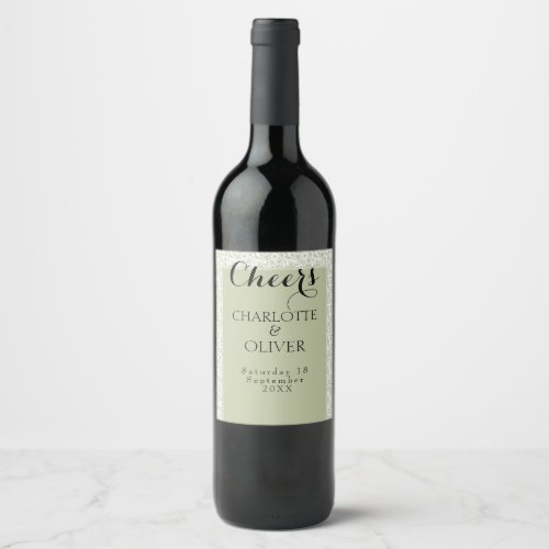 Sage Green Lace Classic Wedding Wine Bottle Labels