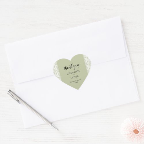 Sage Green Lace Elegant Heart Wedding Sticker Sets