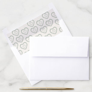 Sage Green Lace Heart Pattern Envelope Liner
