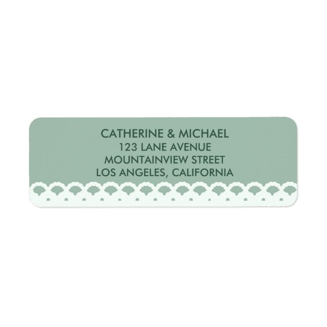 Sage Green Lace Pattern Elegant Classic Wedding  Label (Front)
