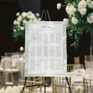 Sage Green Landscape Toile Wedding Seating Chart Foam Board