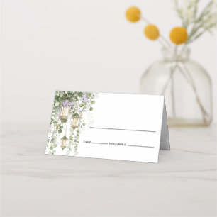 Sage Green Lantern Garden Themed Place Card 