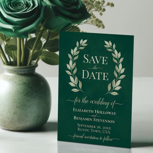 Sage Green Laurel Leaves Elegant Emerald Wedding Save The Date