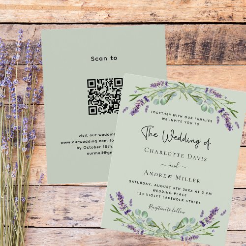 Sage green lavender QR code RSVP budget wedding 