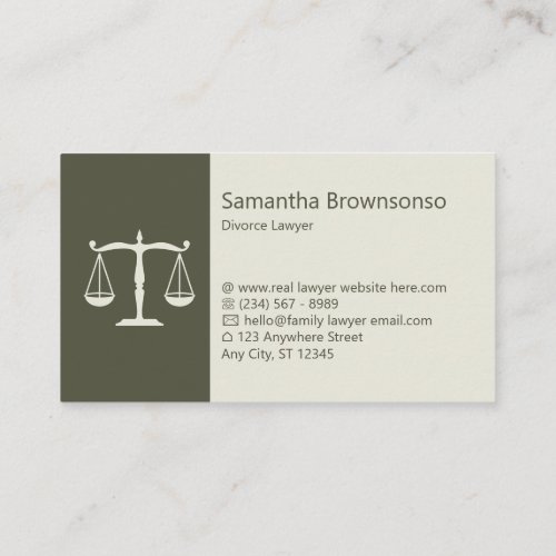Sage Green Lawyer Law Office Business Card