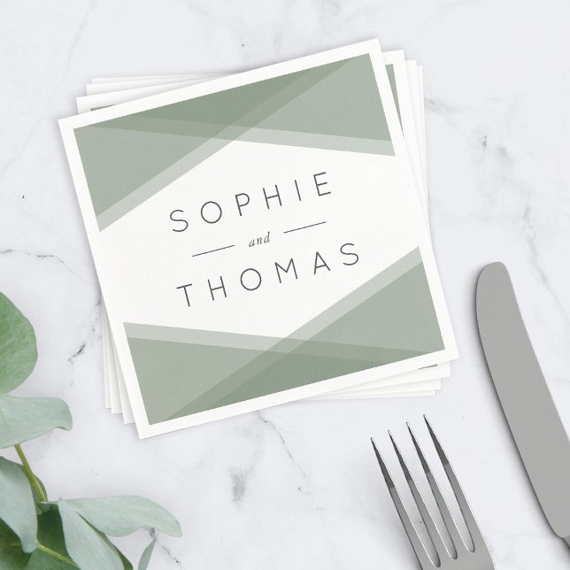 Sage Green Layered Geometric Wedding Napkins (Creator Uploaded)